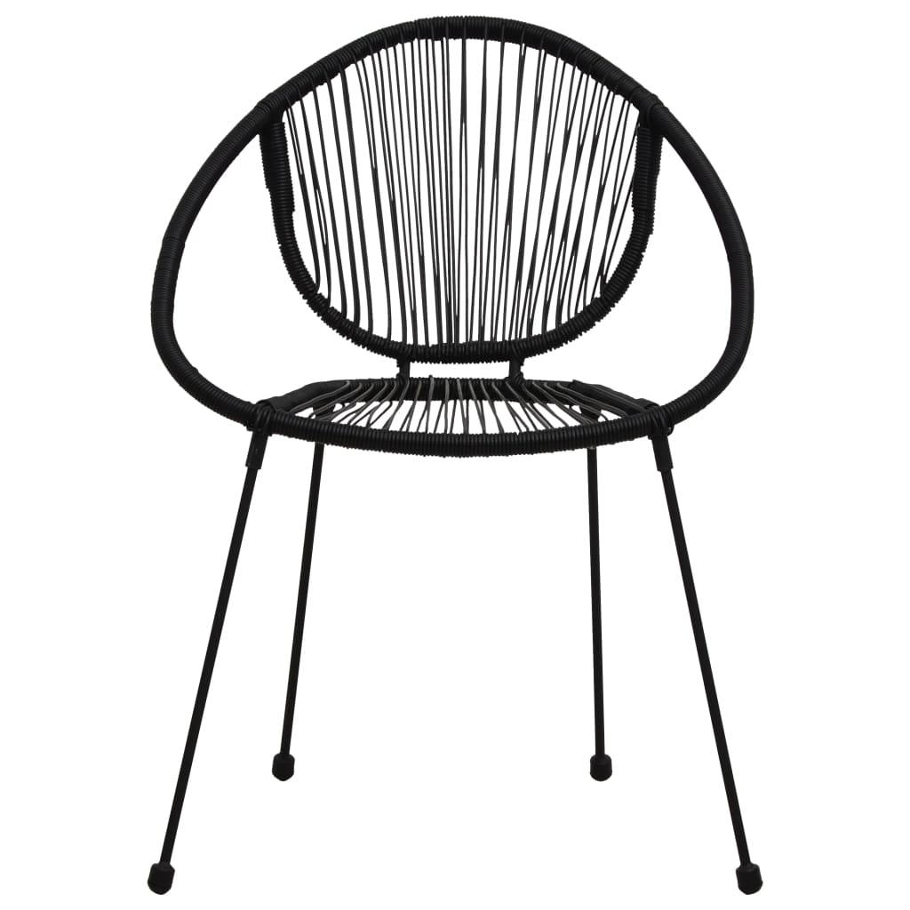 3 Piece Outdoor Dining Set PVC Rattan Black