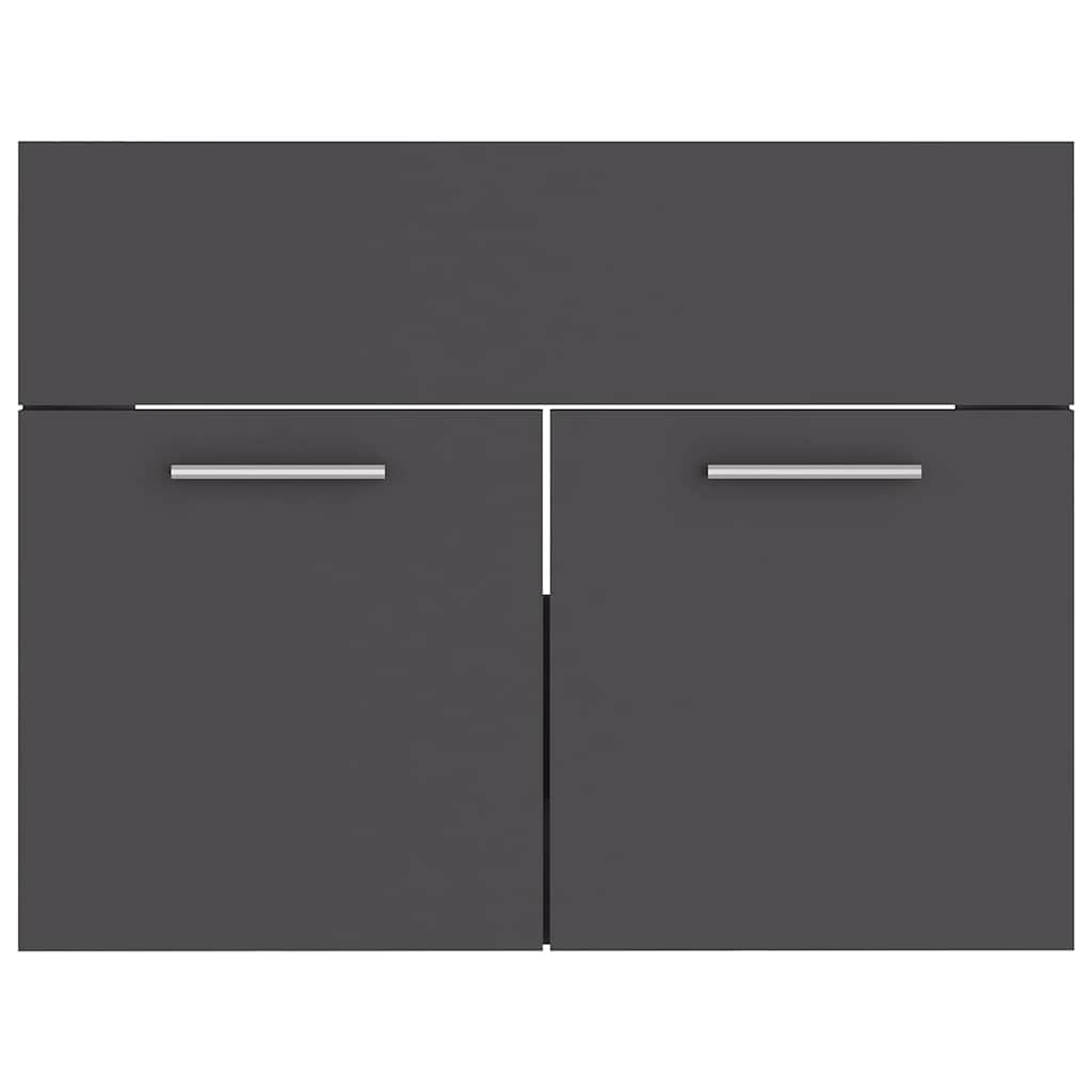 2 Piece Bathroom Furniture Set Grey Engineered Wood