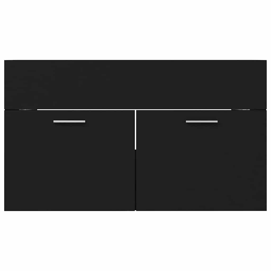 2 Piece Bathroom Furniture Set Black Engineered Wood