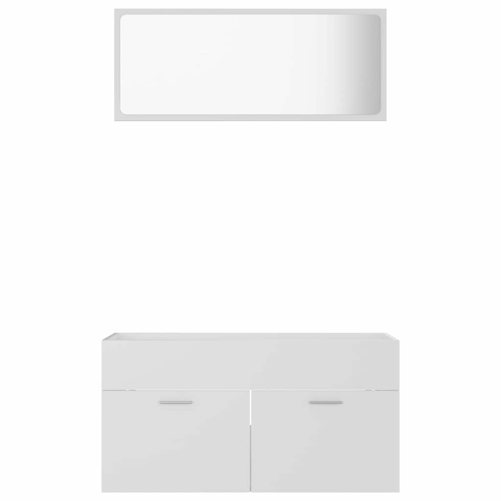 2 Piece Bathroom Furniture Set White Engineered Wood