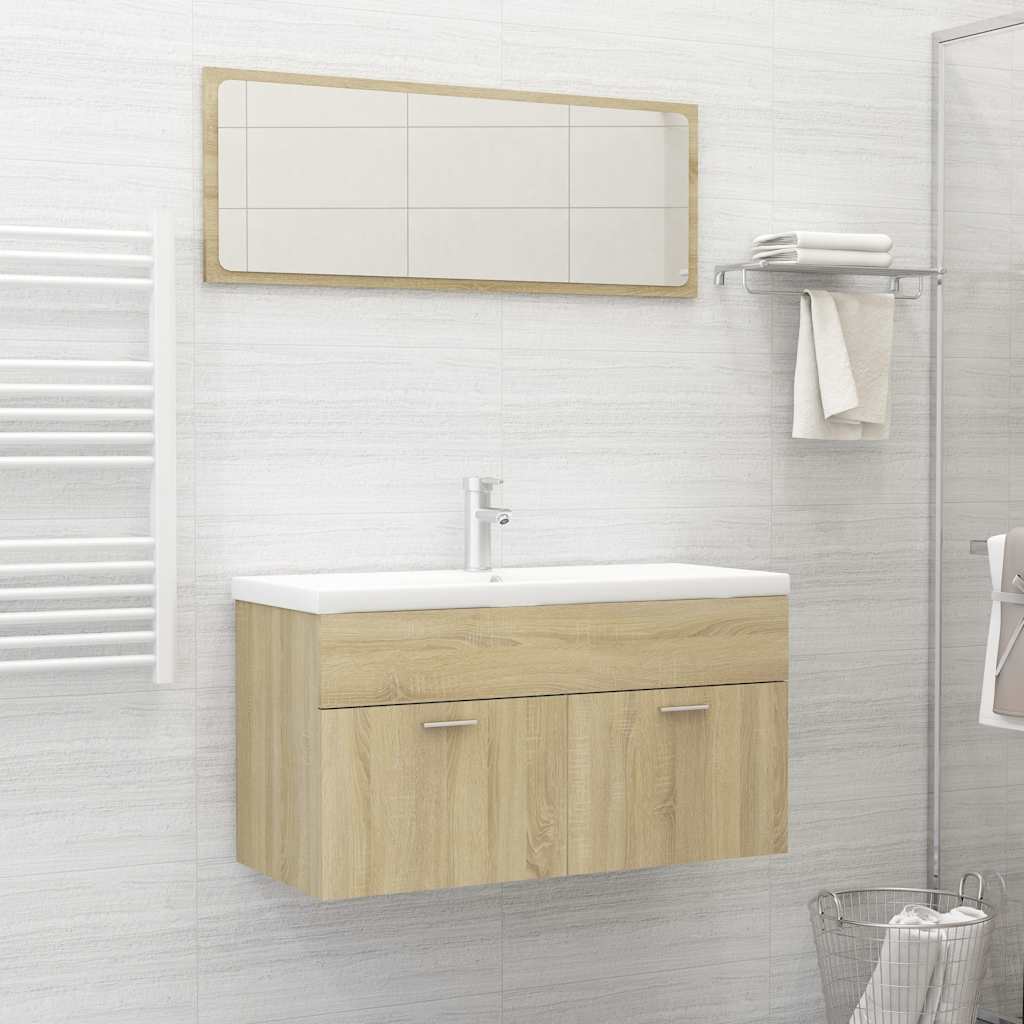 2 Piece Bathroom Furniture Set Sonoma Oak Engineered Wood