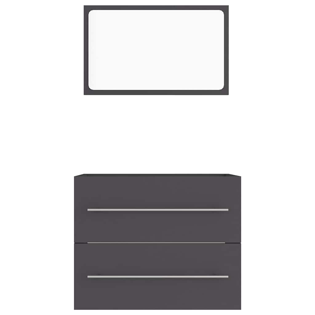 2 Piece Bathroom Furniture Set Grey Engineered Wood