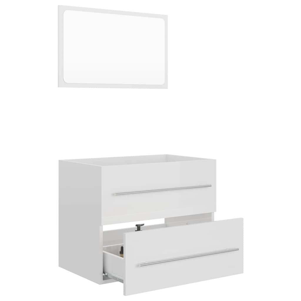 2 Piece Bathroom Furniture Set High Gloss White Engineered Wood
