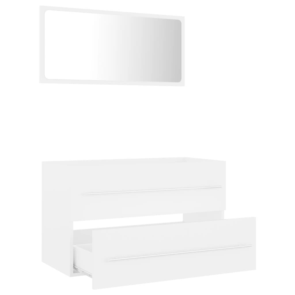 2 Piece Bathroom Furniture Set White Engineered Wood