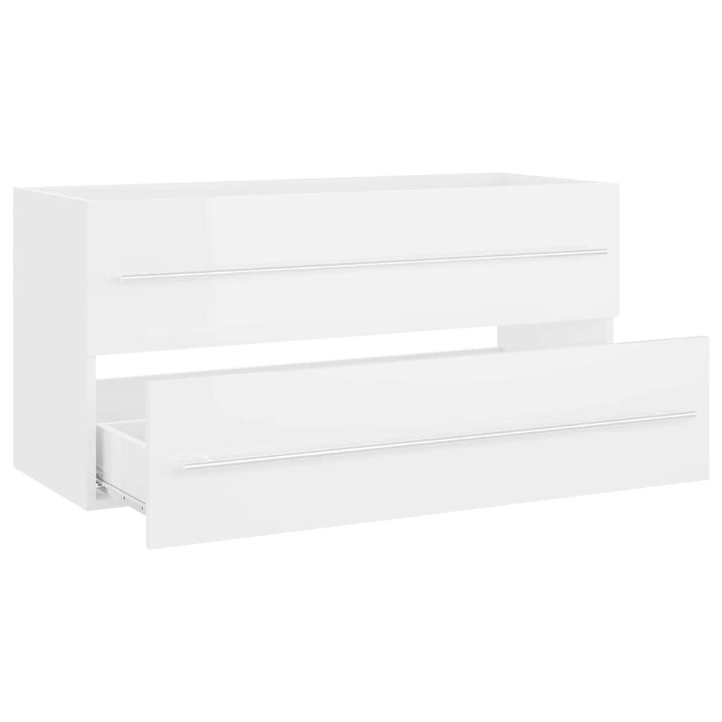 2 Piece Bathroom Furniture Set High Gloss White Engineered Wood