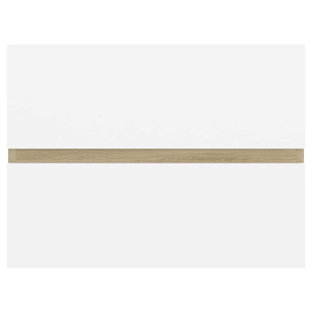 2 Piece Bathroom Furniture Set White and Sonoma Oak Engineered Wood