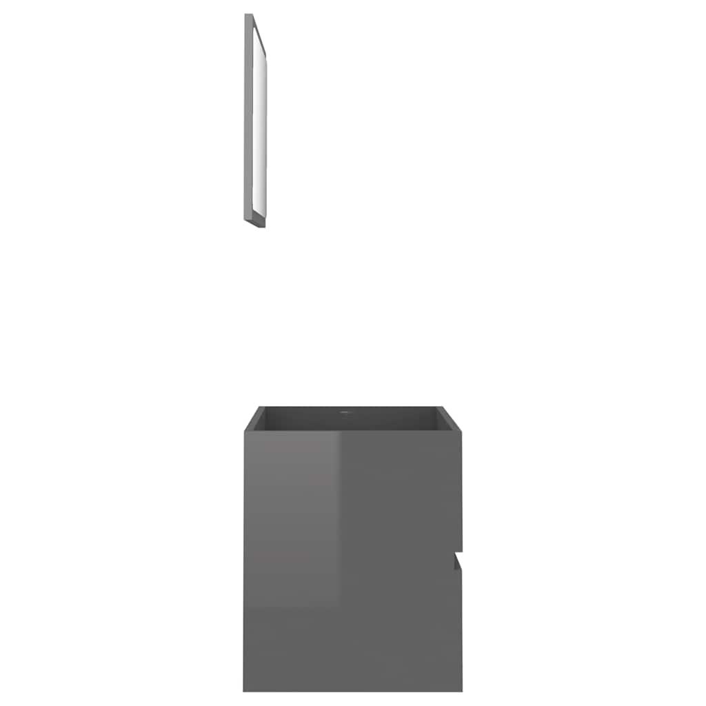 2 Piece Bathroom Furniture Set High Gloss Grey Engineered Wood
