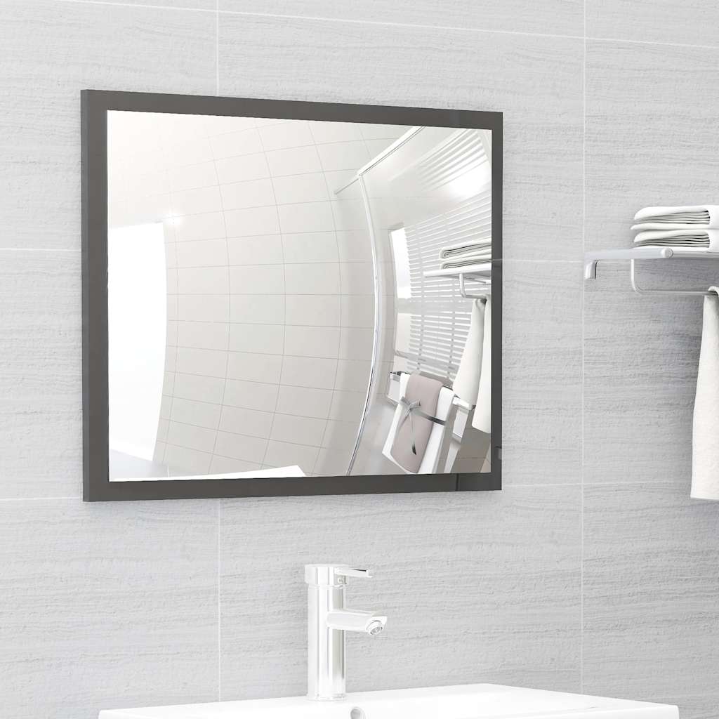 2 Piece Bathroom Furniture Set High Gloss Grey Engineered Wood