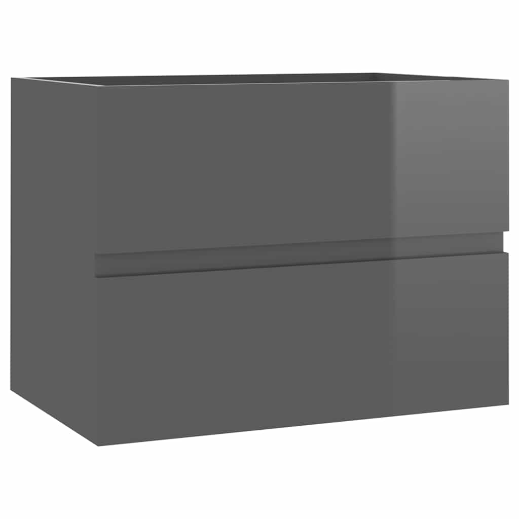 2 Piece Bathroom Furniture Set High Gloss Grey Engineered Wood