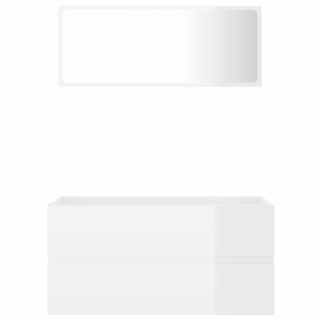 2 Piece Bathroom Furniture Set High Gloss White Engineered Wood