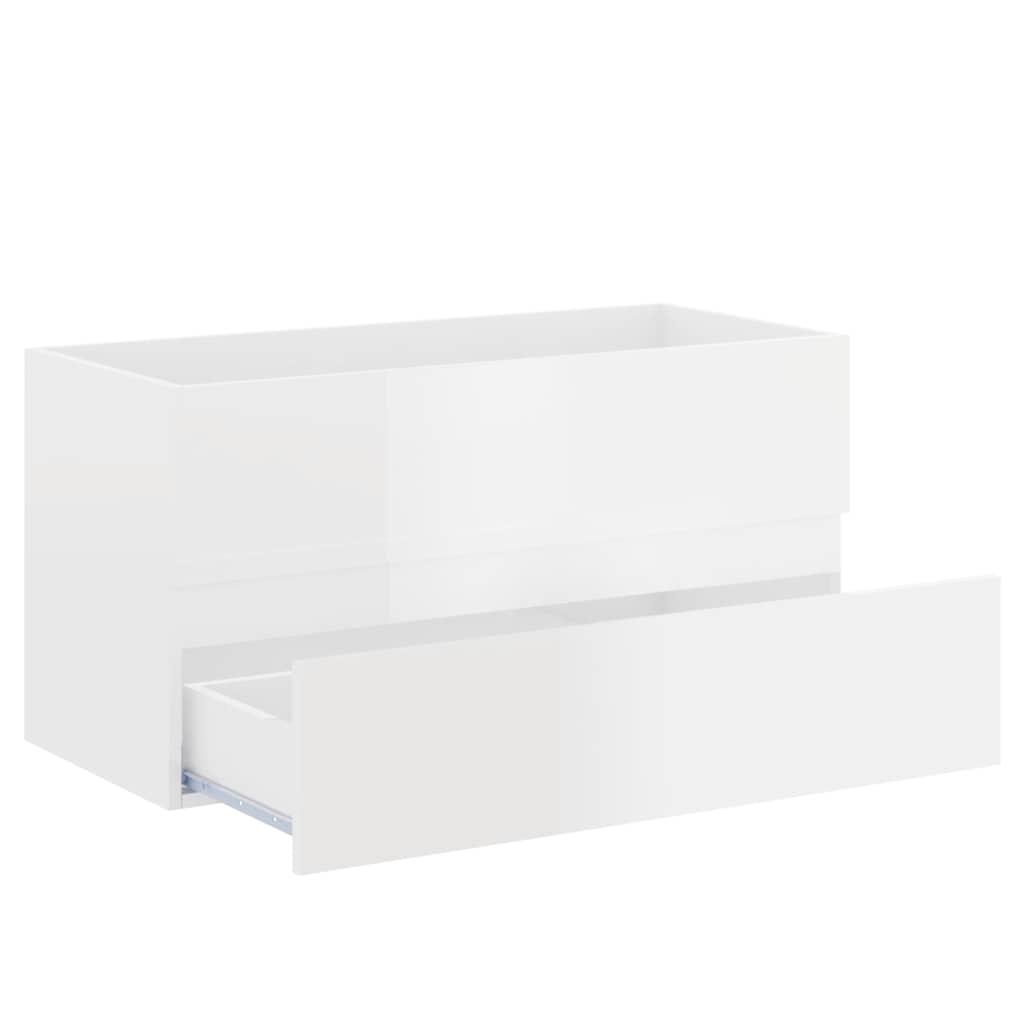 2 Piece Bathroom Furniture Set High Gloss White Engineered Wood