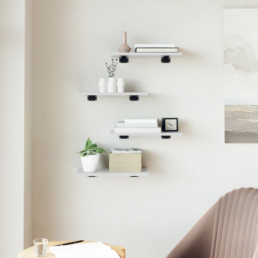 Bookshelf Boards 4 pcs High Gloss White 40x20x1.5 cm Engineered Wood