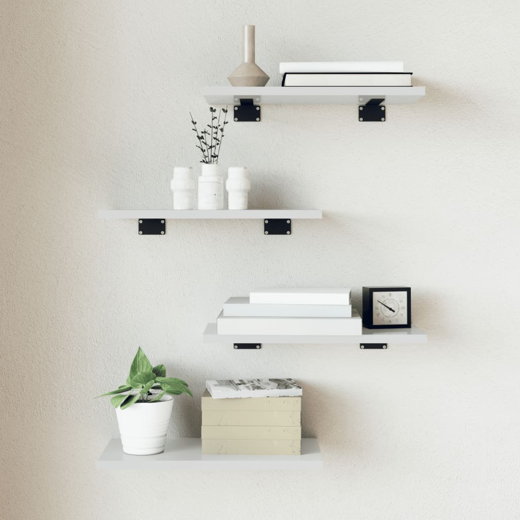 Bookshelf Boards 4 pcs High Gloss White 40x20x1.5 cm Engineered Wood