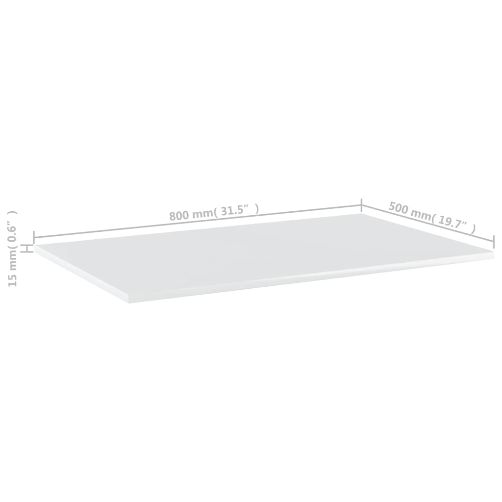 Bookshelf Boards 4 pcs High Gloss White 80x50x1.5 cm Engineered Wood