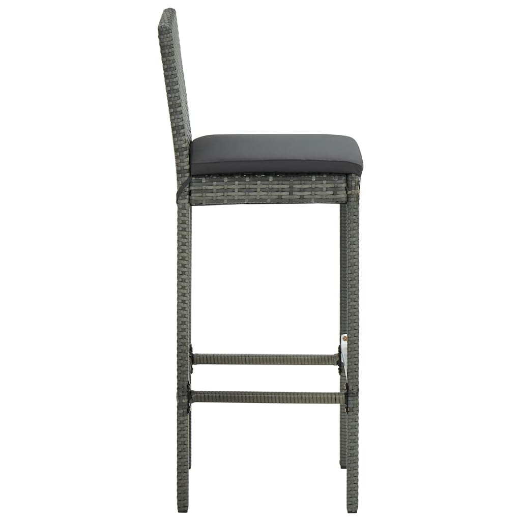 3 Piece Outdoor Bar Set with Cushions Poly Rattan Grey