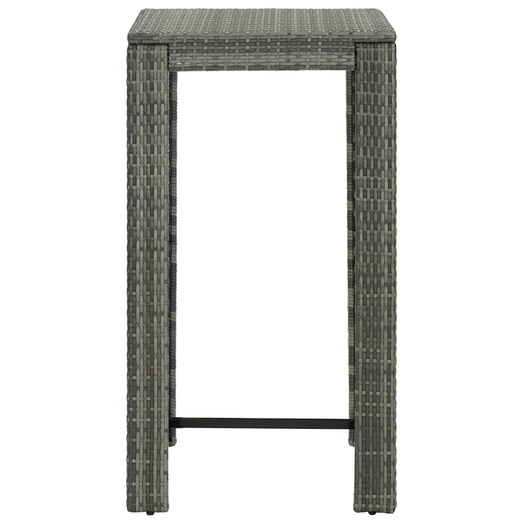 3 Piece Outdoor Bar Set with Cushions Poly Rattan Grey