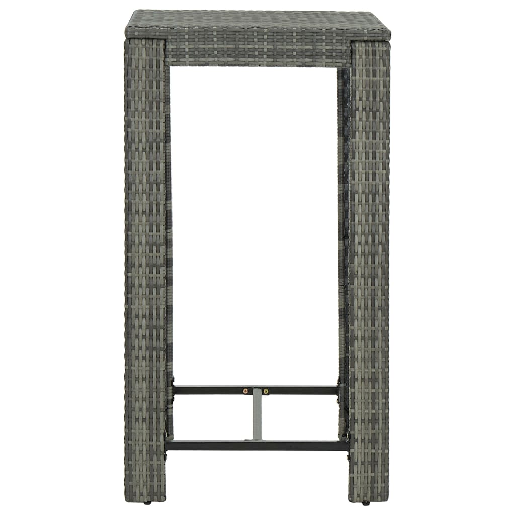 3 Piece Outdoor Bar Set with Cushions Poly Rattan Grey