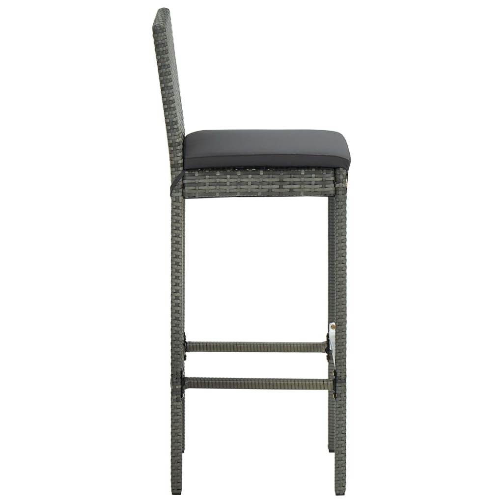 7 Piece Outdoor Bar Set with Cushions Poly Rattan Grey