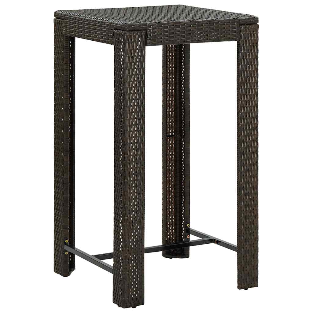 3 Piece Outdoor Bar Set with Armrest Poly Rattan Brown