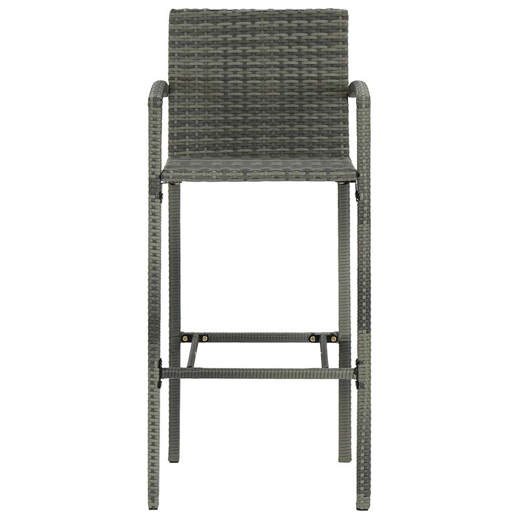 3 Piece Outdoor Bar Set with Armrest Poly Rattan Grey