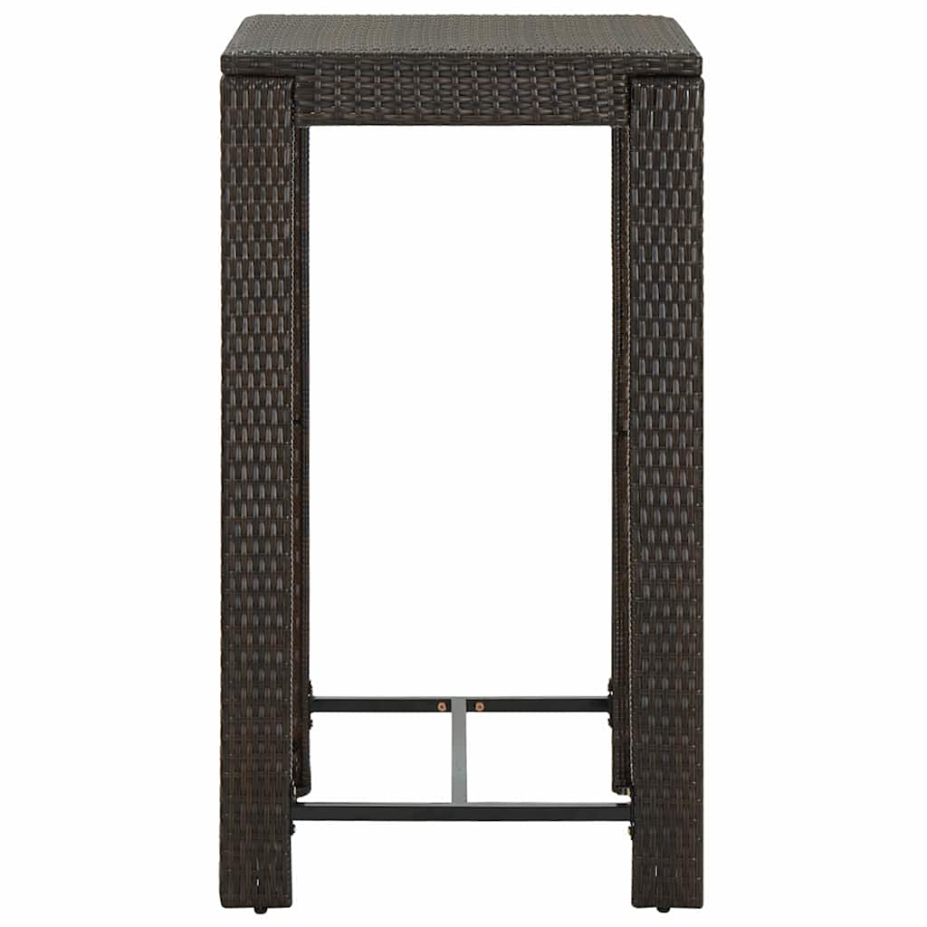 5 Piece Outdoor Bar Set with Armrest Poly Rattan Brown