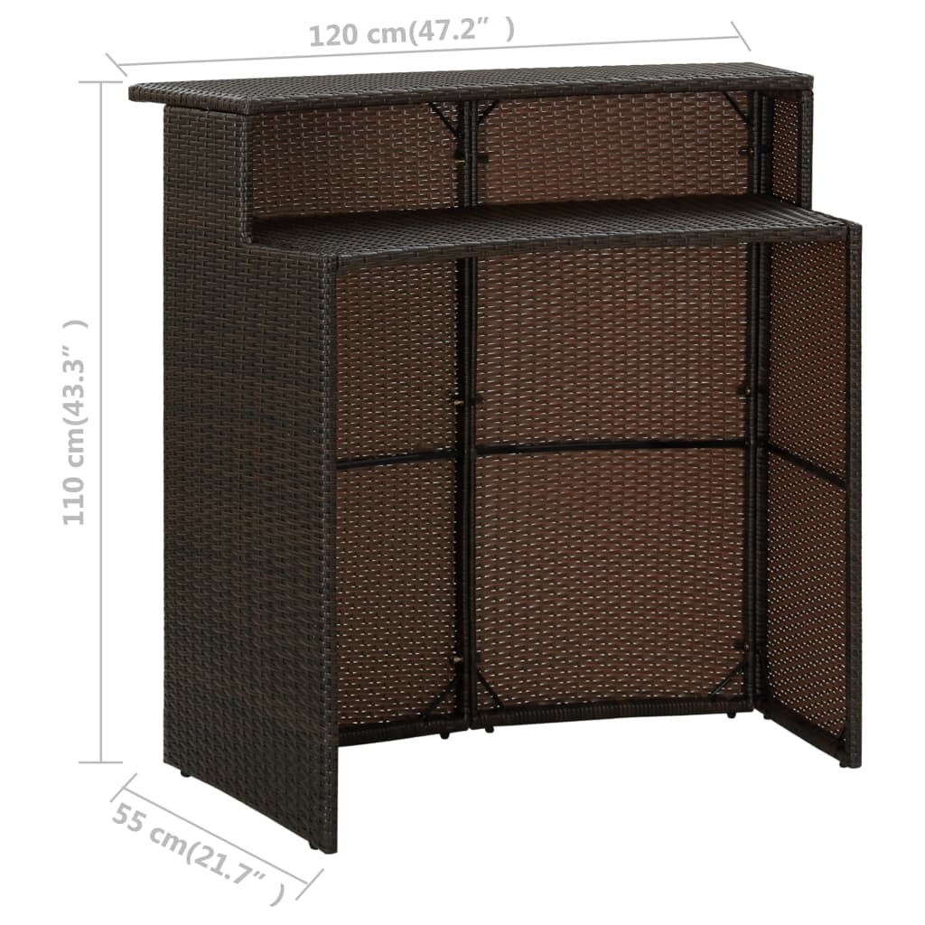 4 Piece Garden Bar Set with Cushions Brown