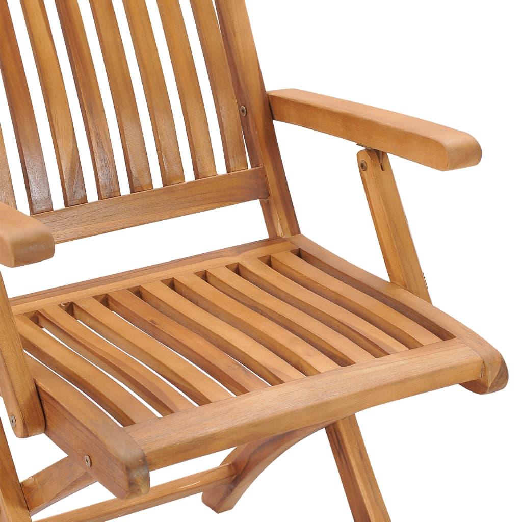 Garden Chairs 2 pcs with Cream White Cushions Solid Teak Wood