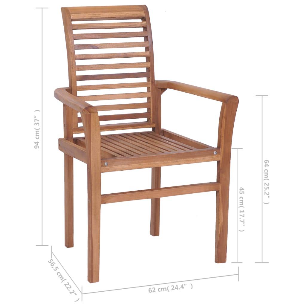 Dining Chairs 4 pcs with Cream Cushions Solid Teak Wood