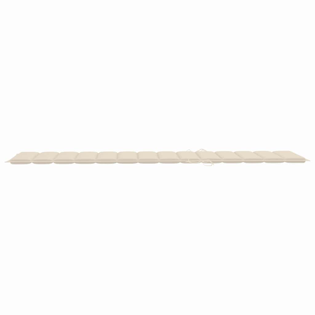 Sun Lounger with Cream Cushion Solid Teak Wood