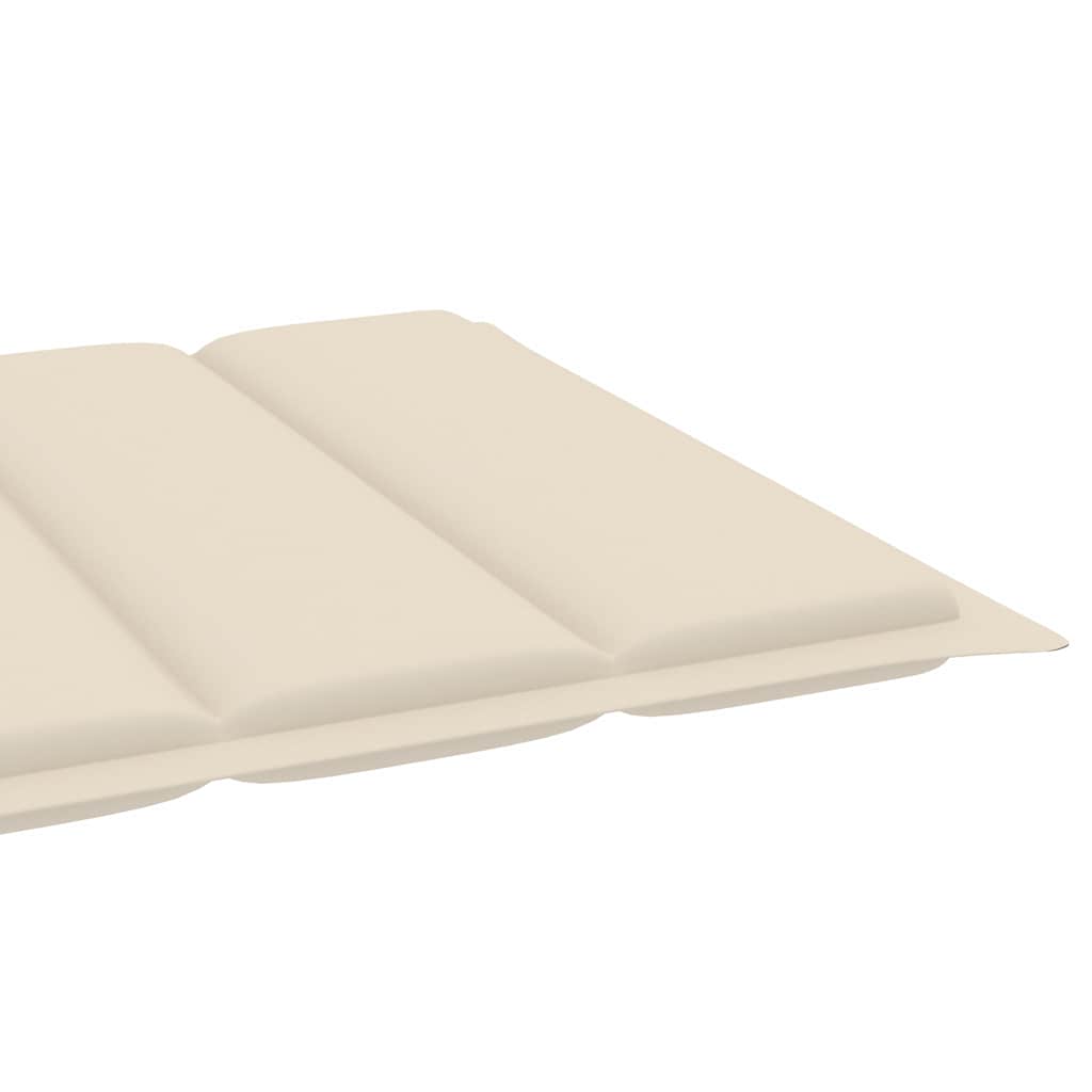 Sun Lounger with Cream Cushion Solid Teak Wood