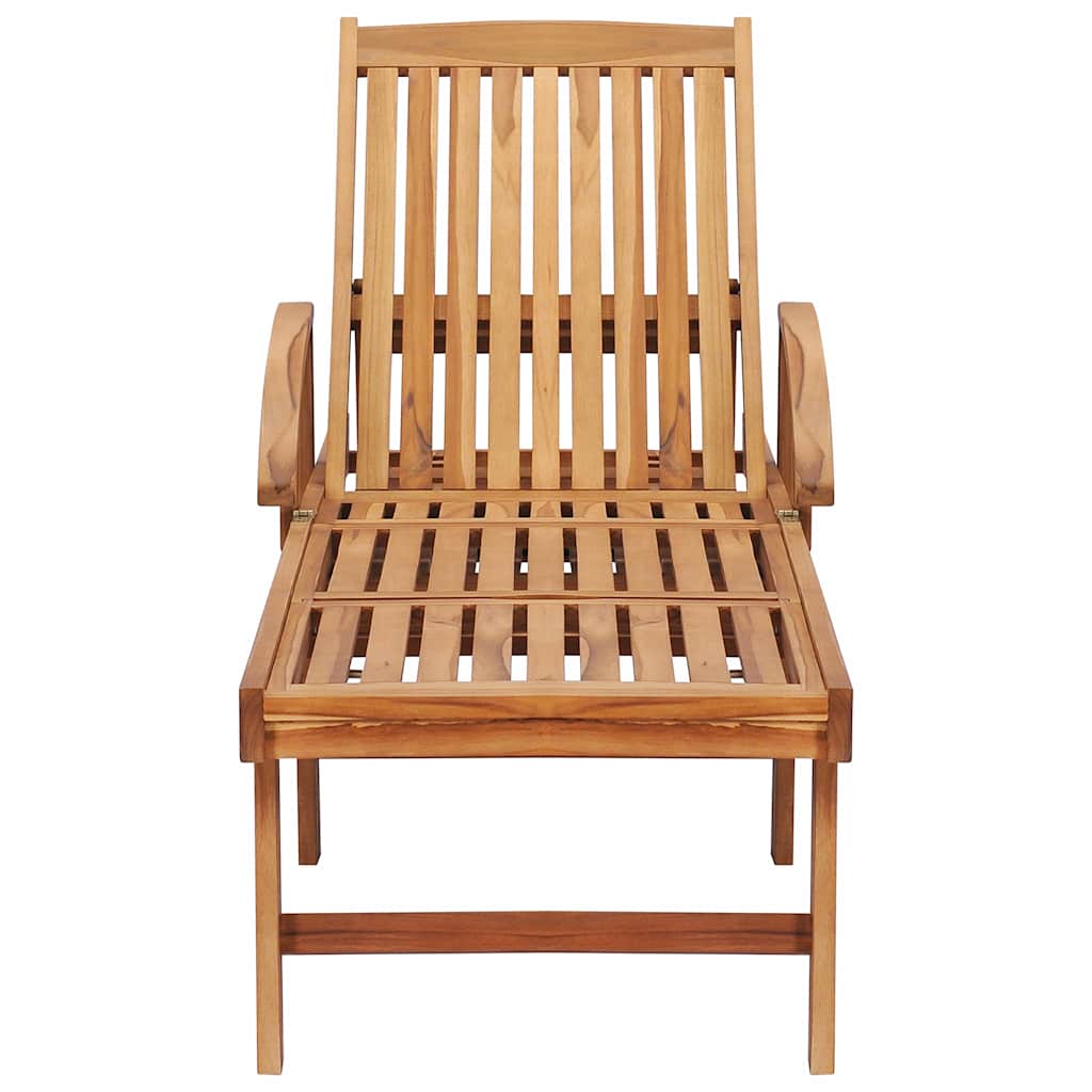 Sun Lounger with Table and Cushion Solid Teak Wood
