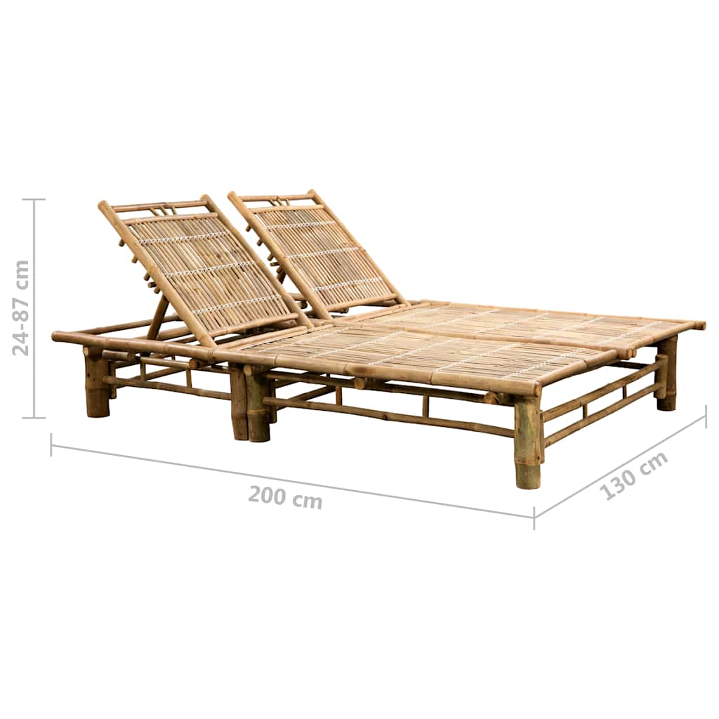 2-Person Sun Lounger with Cushions Bamboo