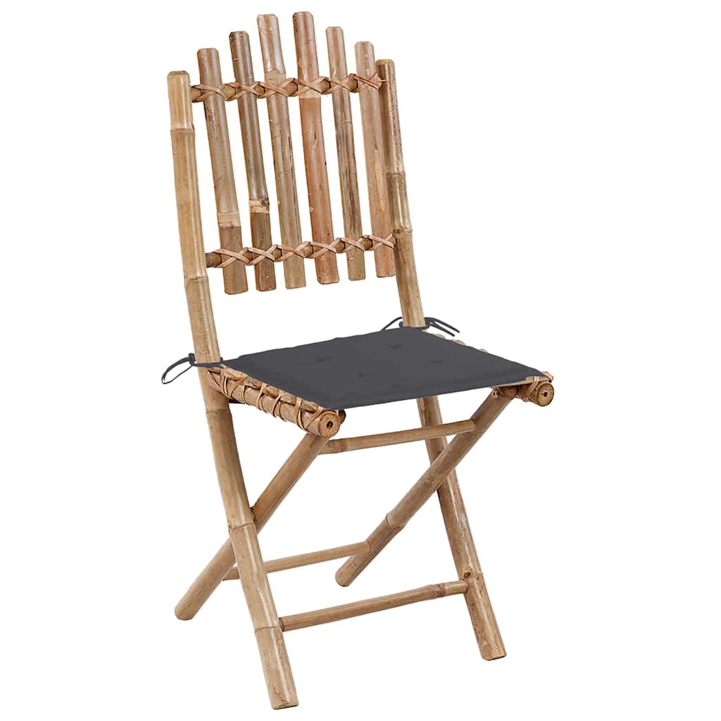5 Piece Folding Outdoor Dining Set with Cushions Bamboo