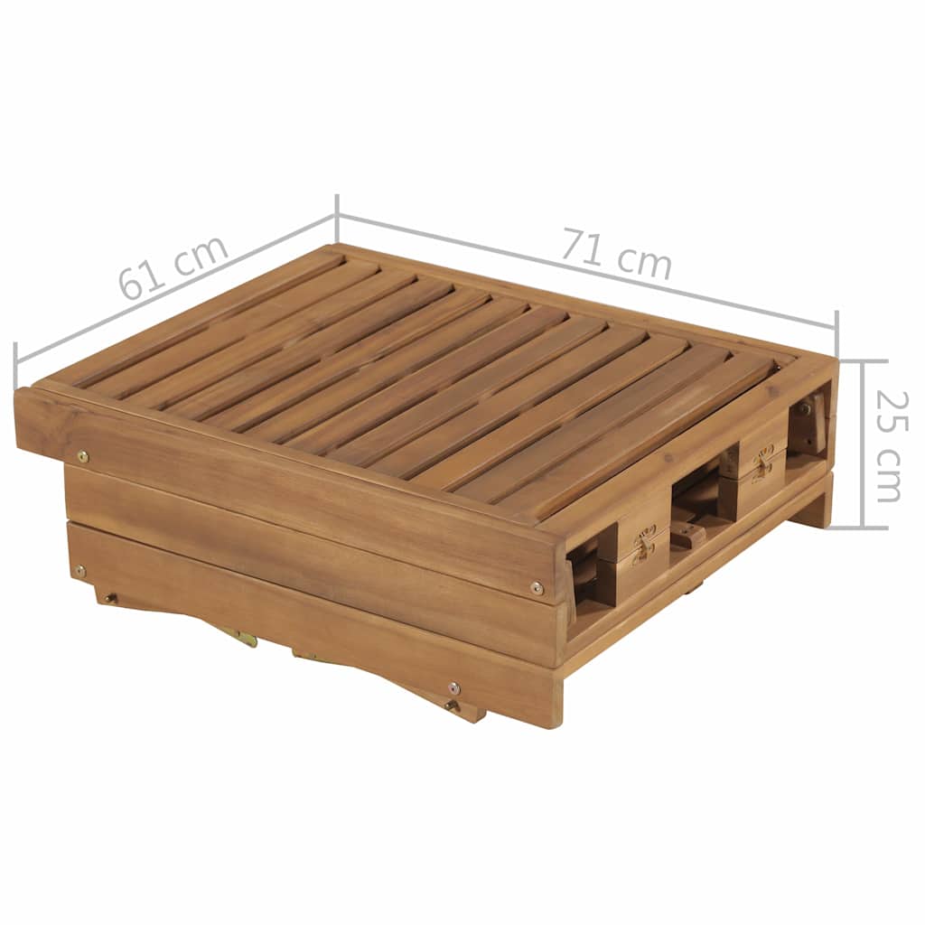 Folding Sun Lounger with Cushion Solid Wood Acacia