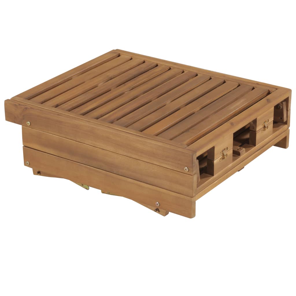 Folding Sun Lounger with Cushion Solid Wood Acacia