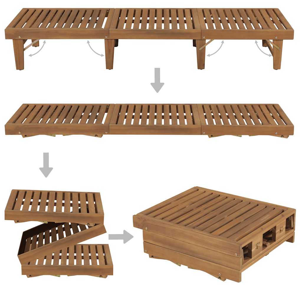 Folding Sun Lounger with Cushion Solid Wood Acacia