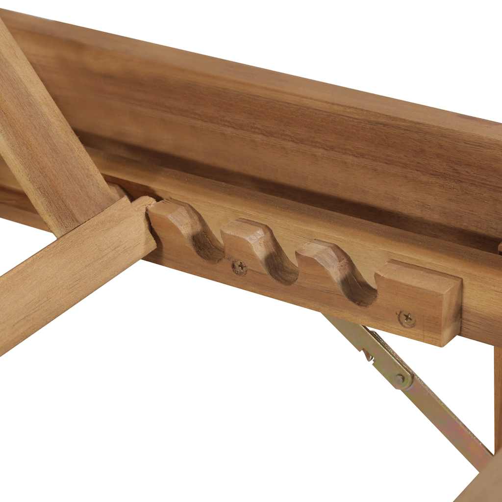 Folding Sun Lounger with Cushion Solid Acacia Wood