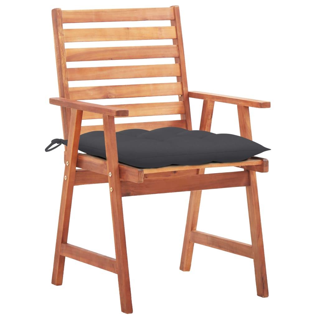 Outdoor Dining Chairs 2 pcs with Cushions Solid Acacia Wood