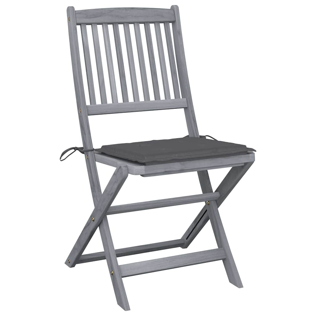 Folding Chairs 4 pcs with Cushions Solid Acacia Wood