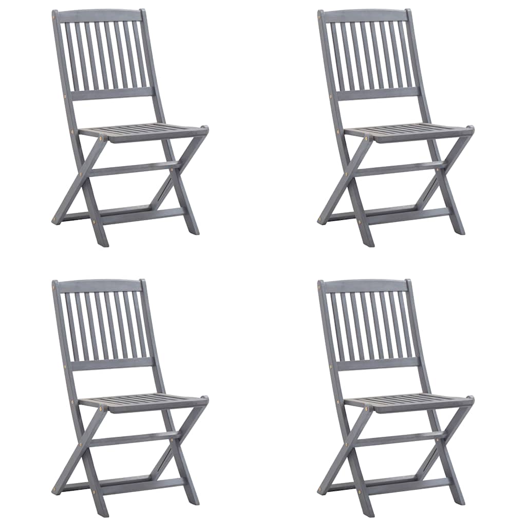 Folding Chairs 4 pcs with Cushions Solid Acacia Wood
