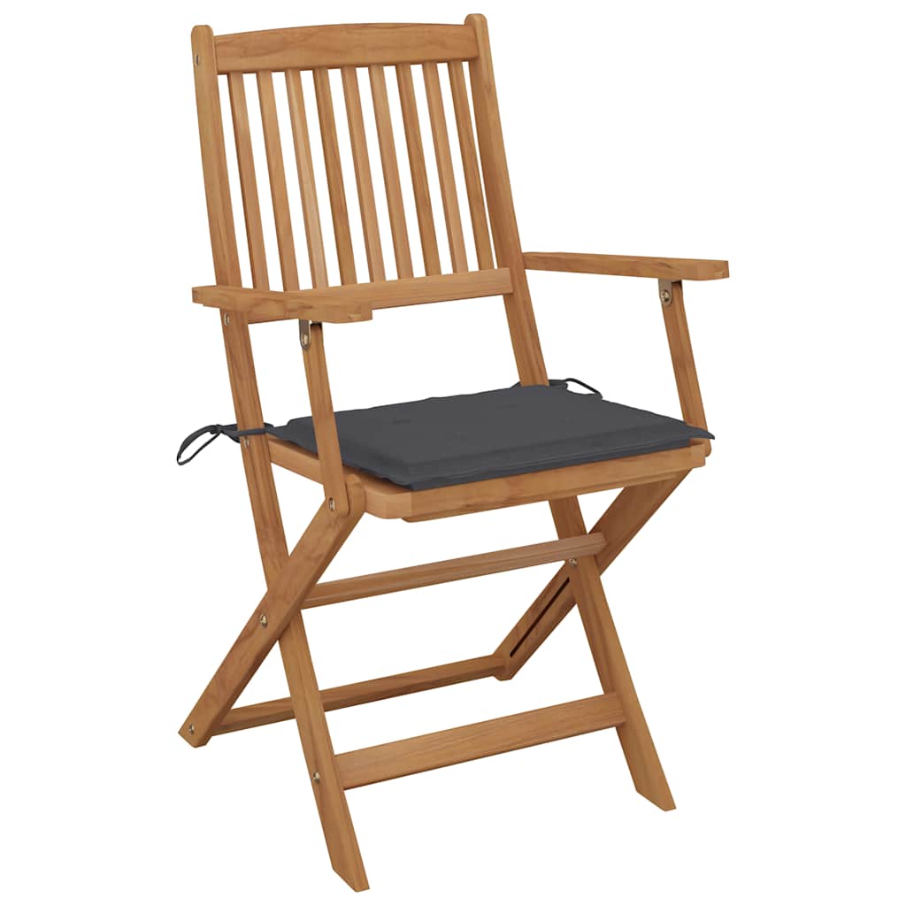 Folding Chairs 4 pcs with Cushions Solid Acacia Wood