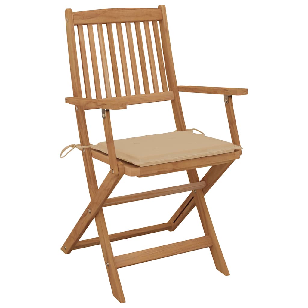 Folding Chairs 4 pcs with Cushions Solid Acacia Wood