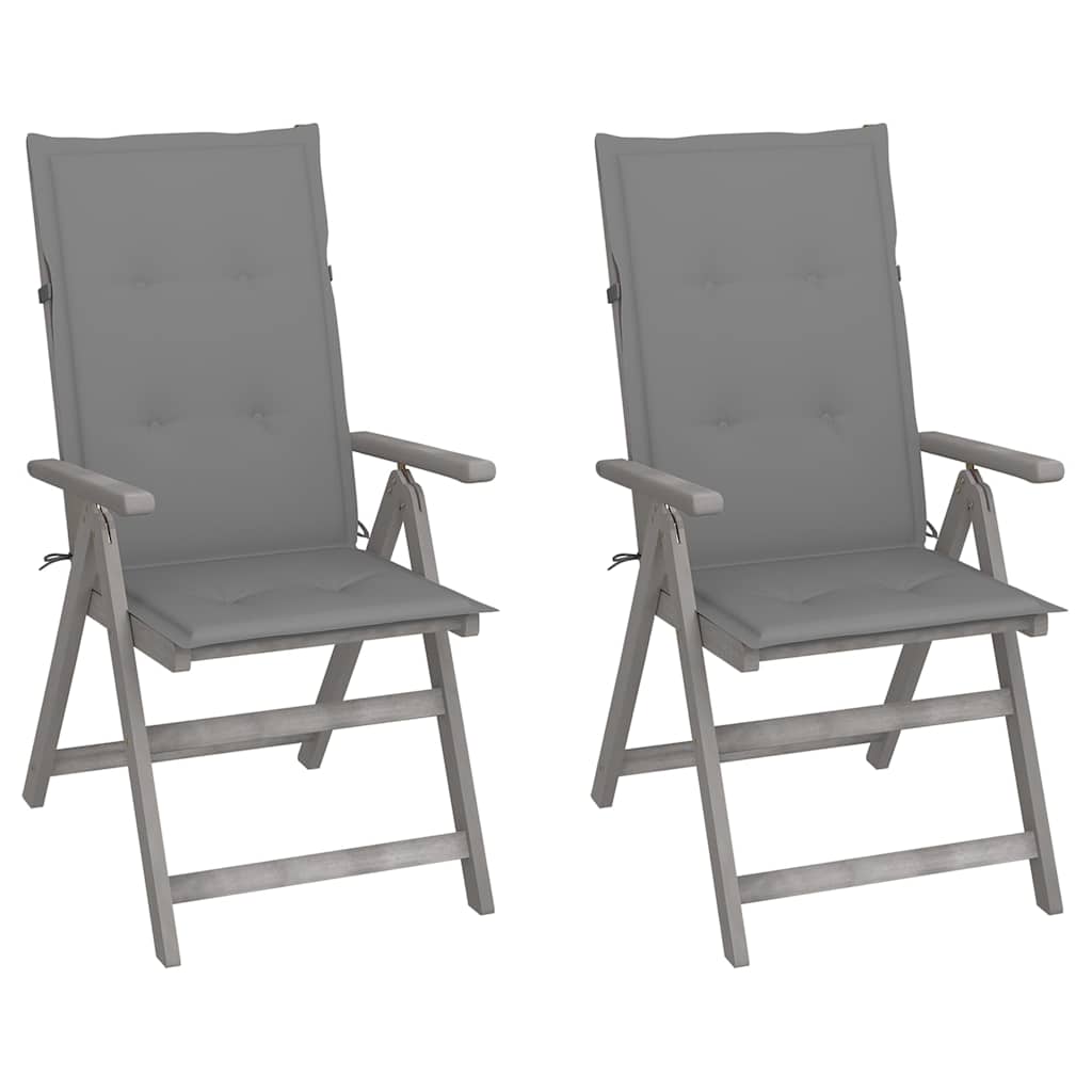 Garden Reclining Chairs 2 pcs with Cushions Solid Acacia Wood