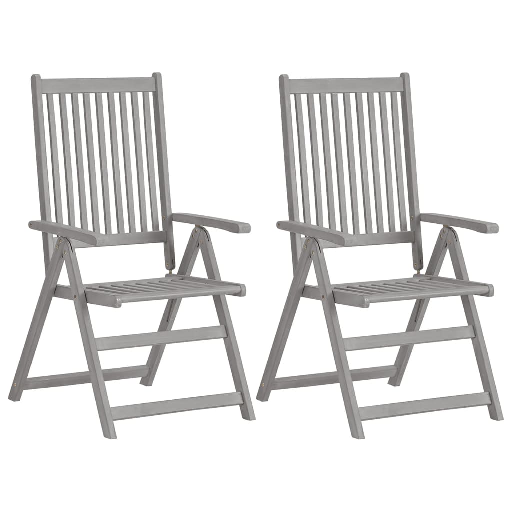 Garden Reclining Chairs 2 pcs with Cushions Solid Acacia Wood