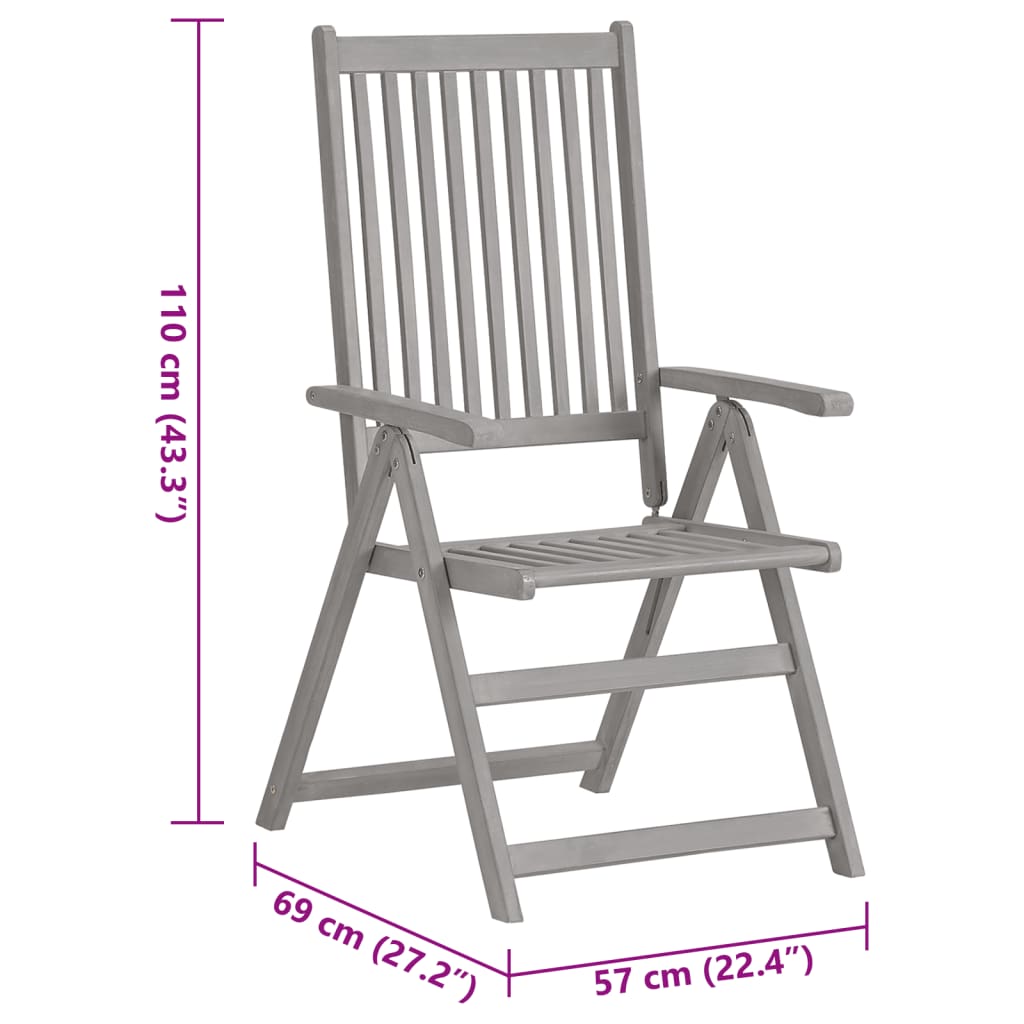 Garden Reclining Chairs 2 pcs with Cushions Solid Acacia Wood