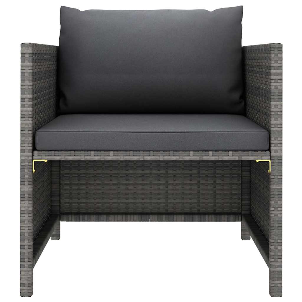 6 Piece Garden Lounge Set with Cushions Poly Rattan Grey
