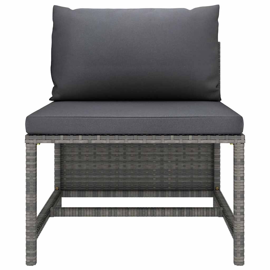 8 Piece Garden Lounge Set with Cushions Poly Rattan Grey