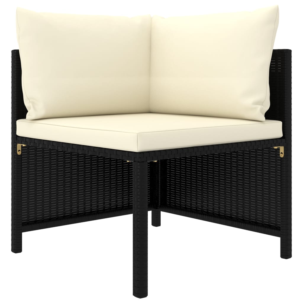 3 Piece Garden Lounge Set with Cushions Poly Rattan Black