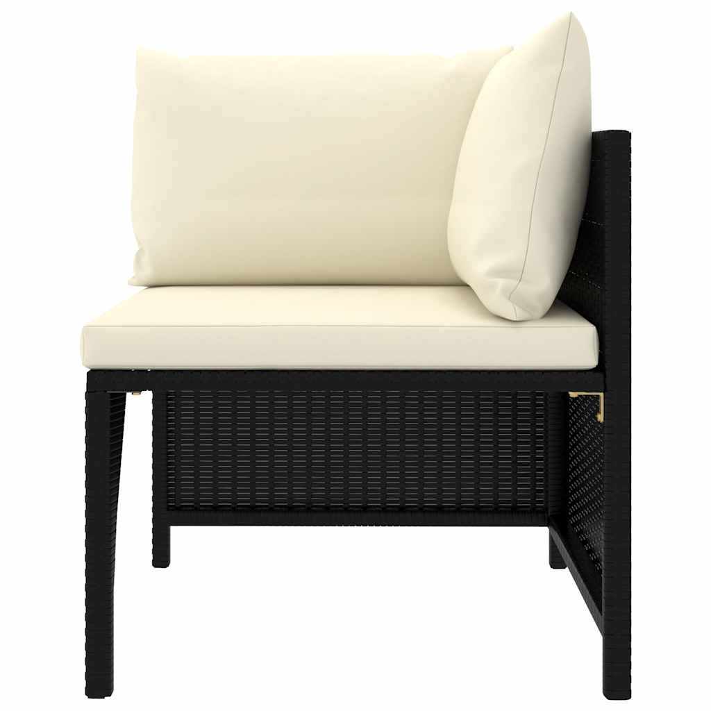7 Piece Garden Lounge Set with Cushions Poly Rattan Black