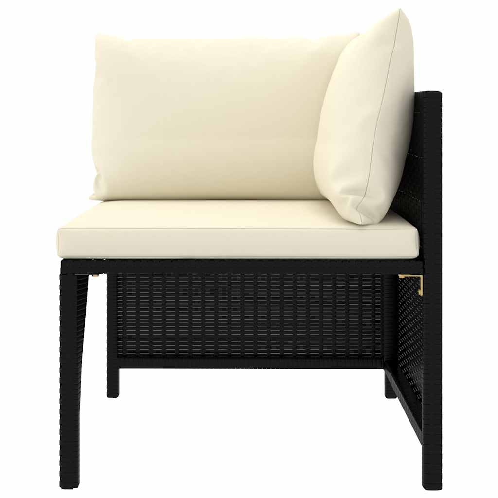 9 Piece Garden Lounge Set with Cushions Poly Rattan Black